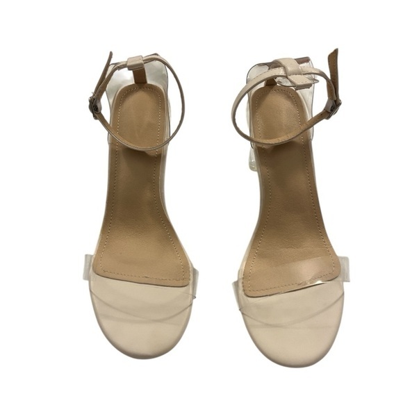 Azazie Nude Clear Heel Wedding‎ Bridesmaid Sandals - Size 39 (US Size 8.5 - 9) - Picture 2 of 9